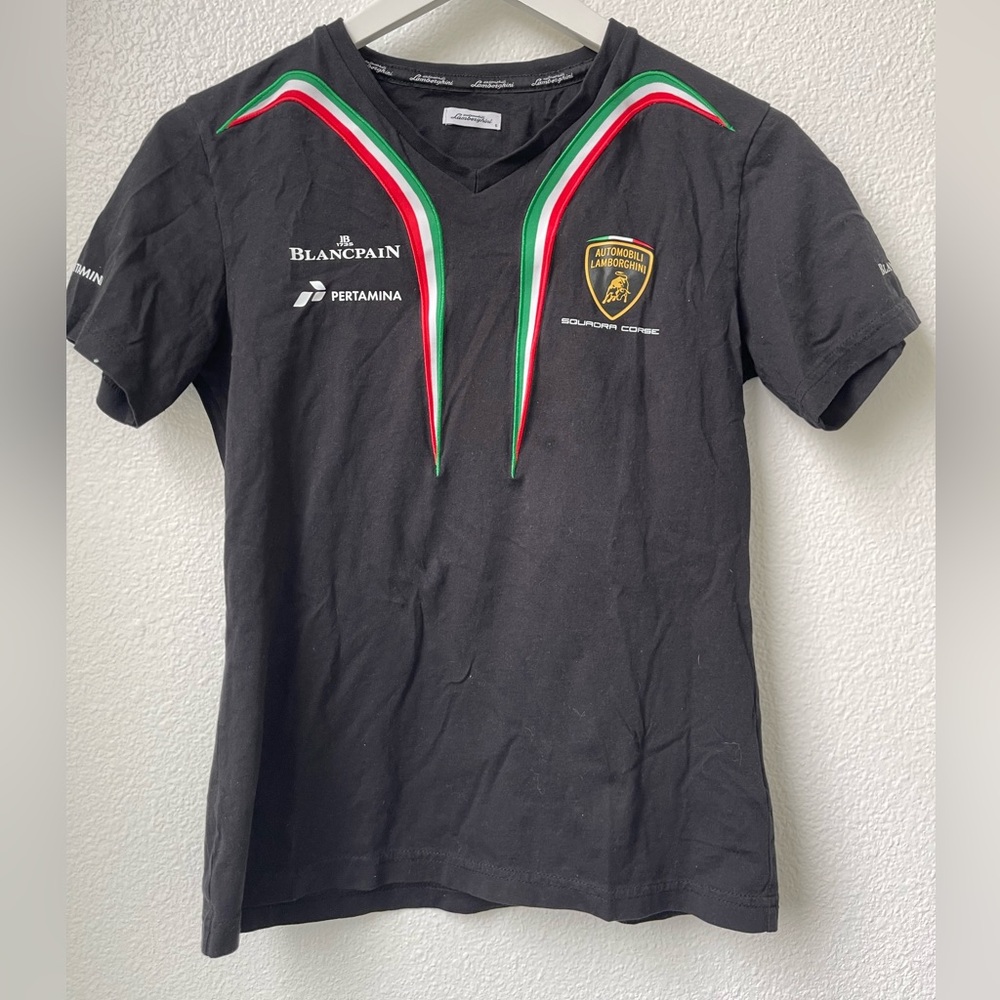 AUTOMOBILI LAMBORGHINI SQUADRA CORSE WOMEN'S BLACK SHIRT SIZE SMALL